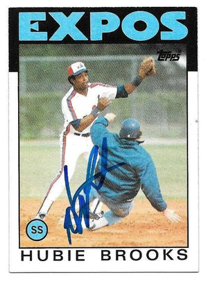 Hubie Brooks Signed 1986 Topps Baseball Card - Montreal Expos