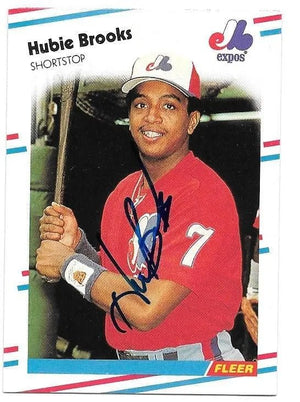 Hubie Brooks Signed 1988 Fleer Baseball Card - Montreal Expos