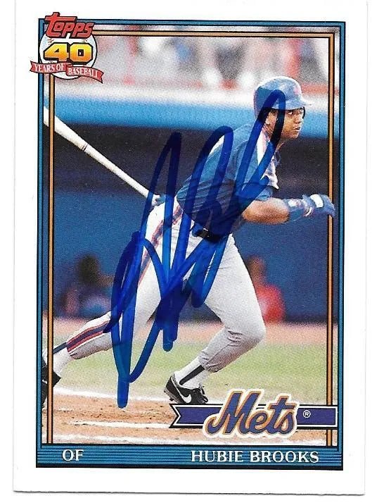 Hubie Brooks Signed 1991 Topps Baseball Card - New York Mets