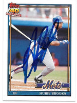 Hubie Brooks Signed 1991 Topps Baseball Card - New York Mets - PastPros