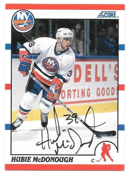 Hubie McDonough Signed 1990-91 Score Hockey Card - New York Islanders