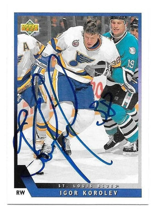 Igor Korolev Signed 1993 - 94 Upper Deck Hockey Card - St Louis Blues - PastPros