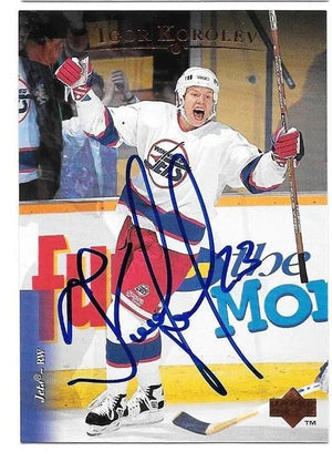 Igor Korolev Signed 1995 - 96 Upper Deck Hockey Card - Winnipeg Jets - PastPros