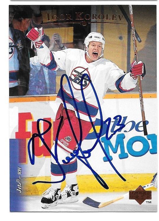 Igor Korolev Signed 1995-96 Upper Deck Hockey Card - Winnipeg Jets - PastPros