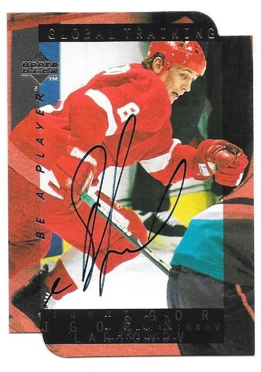 Igor Larionov Signed 1995-96 Upper Deck Be A Player Hockey Card - Detroit Red Wings