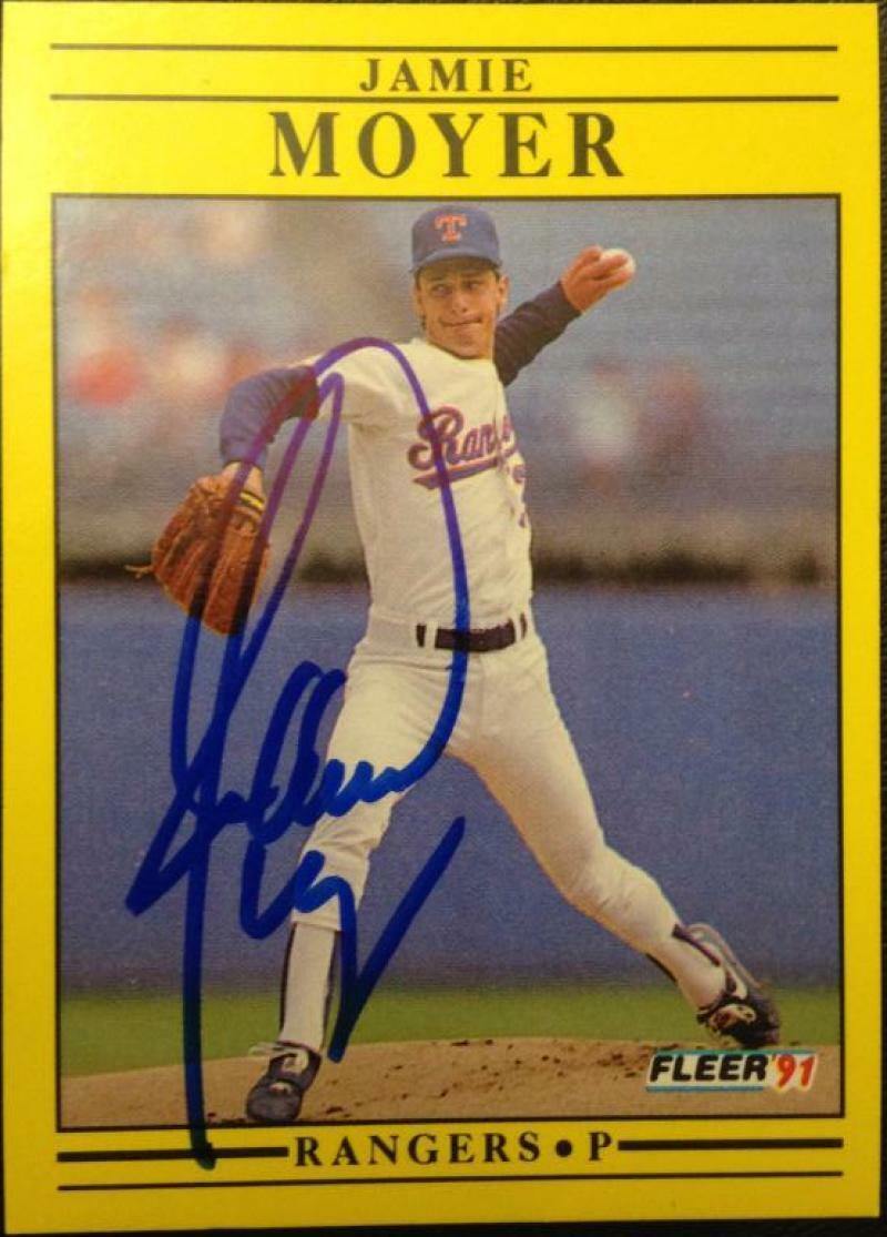 Jamie Moyer Signed 1991 Fleer Baseball Card - Texas Rangers - PastPros