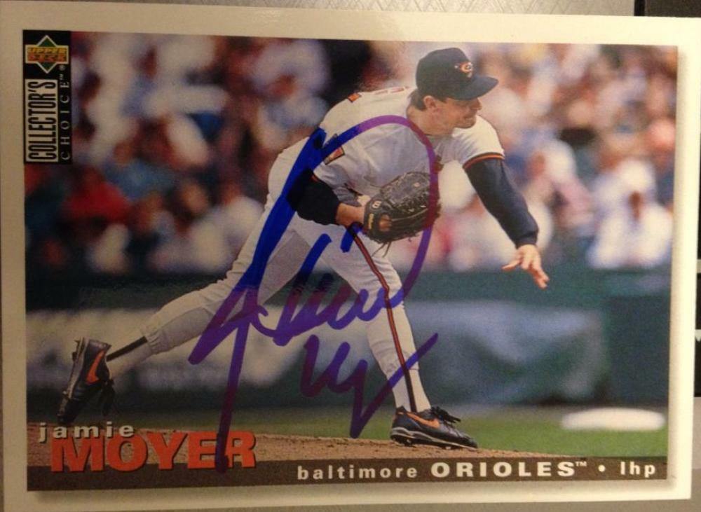 Jamie Moyer Signed 1995 Collector's Choice Baseball Card - Baltimore Orioles - PastPros