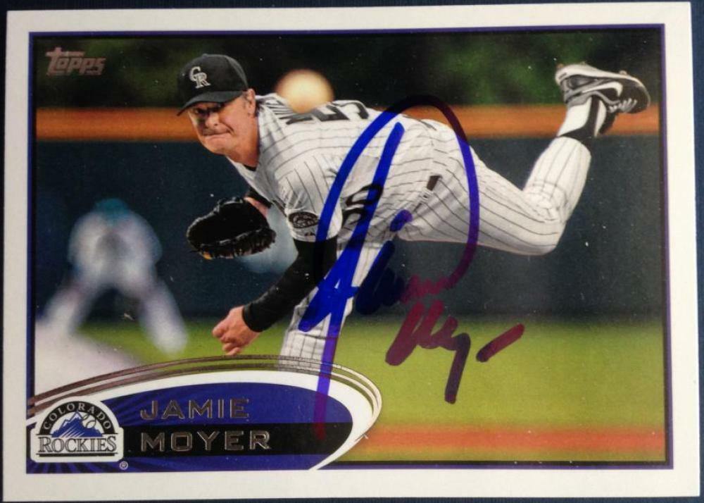 Jamie Moyer Signed 2012 Topps Baseball Card - Colorado Rockies - PastPros