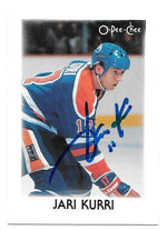 Jari Kurri Signed 1987-88 O-Pee-Chee Mini Hockey Card - Edmonton Oilers - PastPros