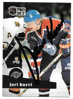 Jari Kurri Signed 1991-92 Pro Set Hockey Card - Edmonton Oilers - PastPros