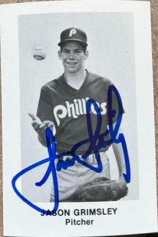 Jason Grimsley Signed 1985 Pacific Bend Phillies Baseball Card