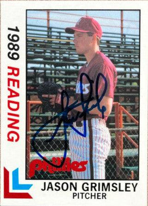 Jason Grimsley Signed 1989 Best Baseball Card - Reading Phillies - PastPros