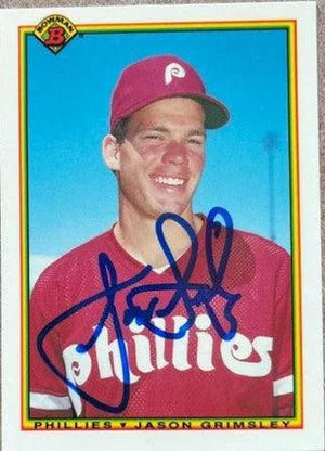 Jason Grimsley Signed 1990 Bowman Tiffany Baseball Card - Philadelphia Phillies