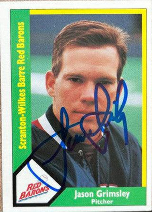 Jason Grimsley Signed 1990 CMC Baseball Card - SWB Barons #229 - PastPros