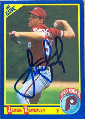Jason Grimsley Signed 1990 Score Baseball Card - Philadelphia Phillies - PastPros