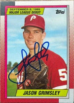 Jason Grimsley Signed 1990 Topps MLB Debut Baseball Card - Philadelphia Phillies