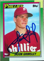 Jason Grimsley Signed 1990 Topps Tiffany Baseball Card - Philadelphia Phillies