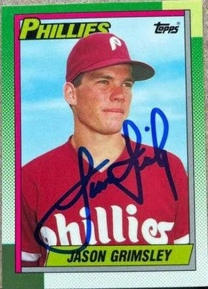 Jason Grimsley Signed 1990 Topps Tiffany Baseball Card - Philadelphia Phillies
