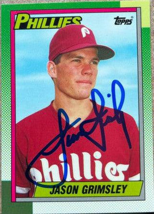 Jason Grimsley Signed 1990 Topps Tiffany Baseball Card - Philadelphia Phillies - PastPros