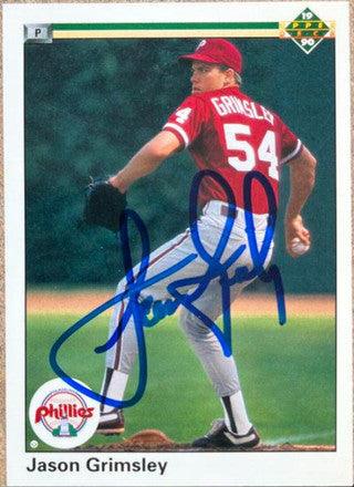 Jason Grimsley Signed 1990 Upper Deck Baseball Card - Philadelphia Phillies - PastPros