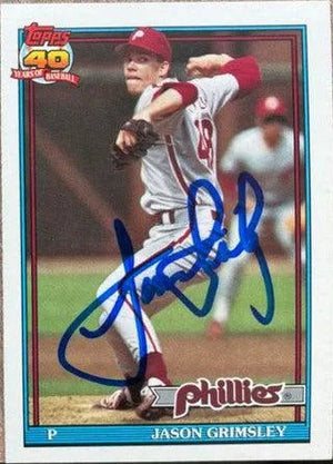 Jason Grimsley Signed 1991 O-Pee-Chee Baseball Card - Philadelphia Phillies