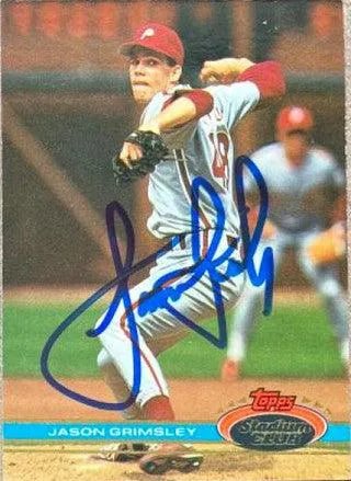 Jason Grimsley Signed 1991 Stadium Club Baseball Card - Philadelphia Phillies