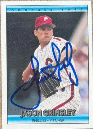 Jason Grimsley Signed 1992 Donruss Baseball Card - Philadelphia Phillies