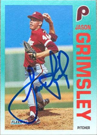 Jason Grimsley Signed 1992 Fleer Baseball Card - Philadelphia Phillies - PastPros