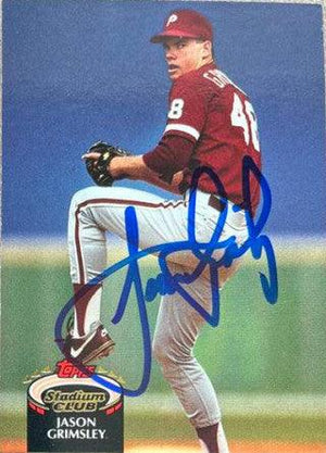 Jason Grimsley Signed 1992 Stadium Club Baseball Card - Philadelphia Phillies - PastPros