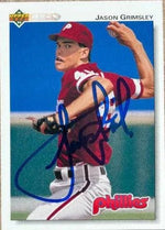 Jason Grimsley Signed 1992 Upper Deck Baseball Card - Philadelphia Phillies