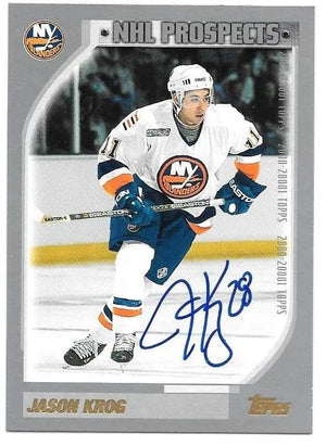 Jason Krog Signed 2000-01 Topps Hockey Card - New York Islanders