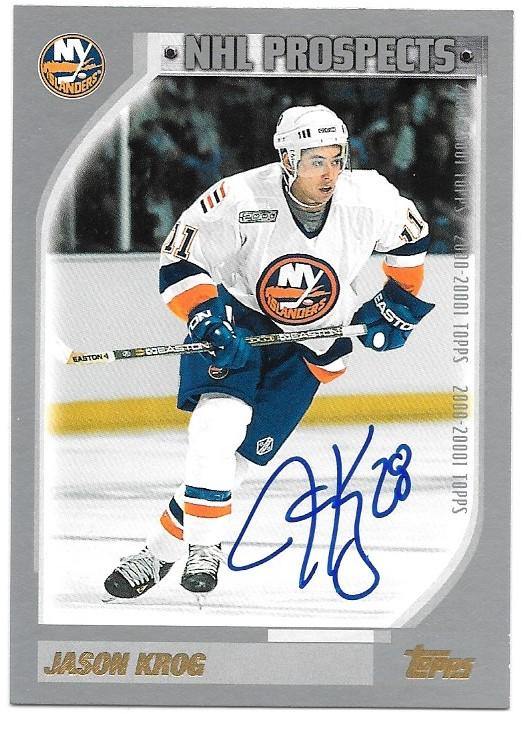 Jason Krog Signed 2000-01 Topps Hockey Card - New York Islanders - PastPros