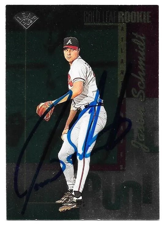 Jason Schmidt Signed 1996 Leaf Baseball Card - Atlanta Braves