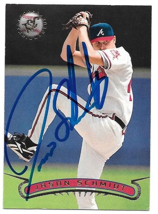 Jason Schmidt Signed 1996 Stadium Club Baseball Card - Atlanta Braves