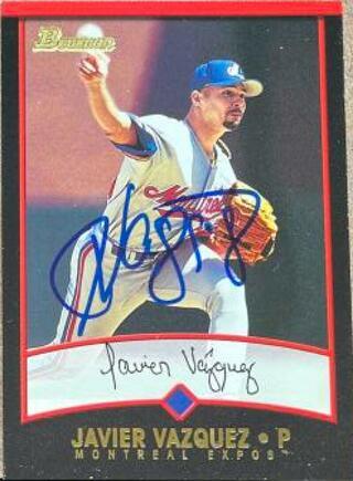 Javier Vazquez Signed 2001 Bowman Baseball Card - Montreal Expos - PastPros