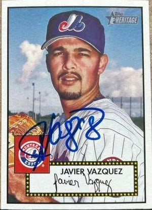 Javier Vazquez Signed 2001 Topps Heritage Baseball Card - Montreal Expos