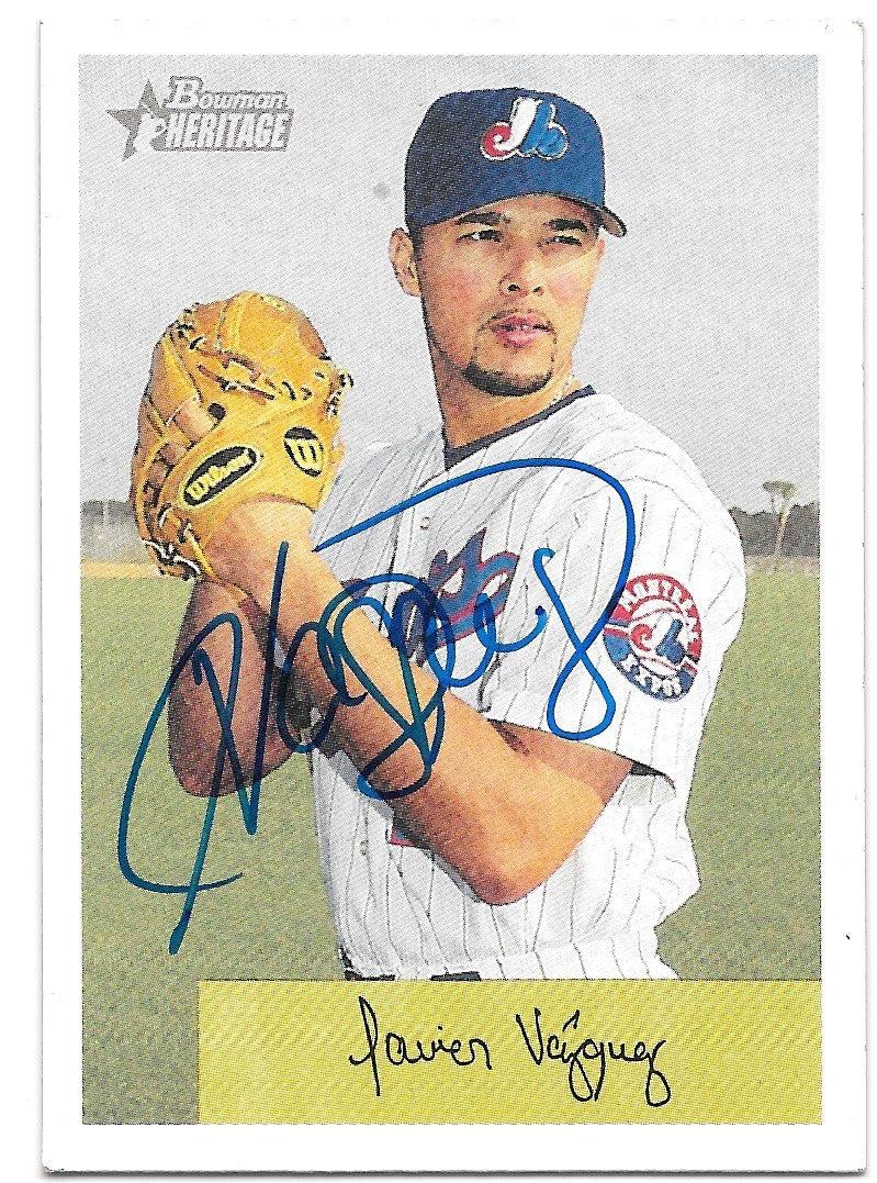 Javier Vazquez Signed 2002 Bowman Heritage Baseball Card - Montreal Expos - PastPros
