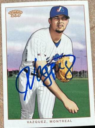 Javier Vazquez Signed 2002 Topps 206 Baseball Card - Montreal Expos - PastPros