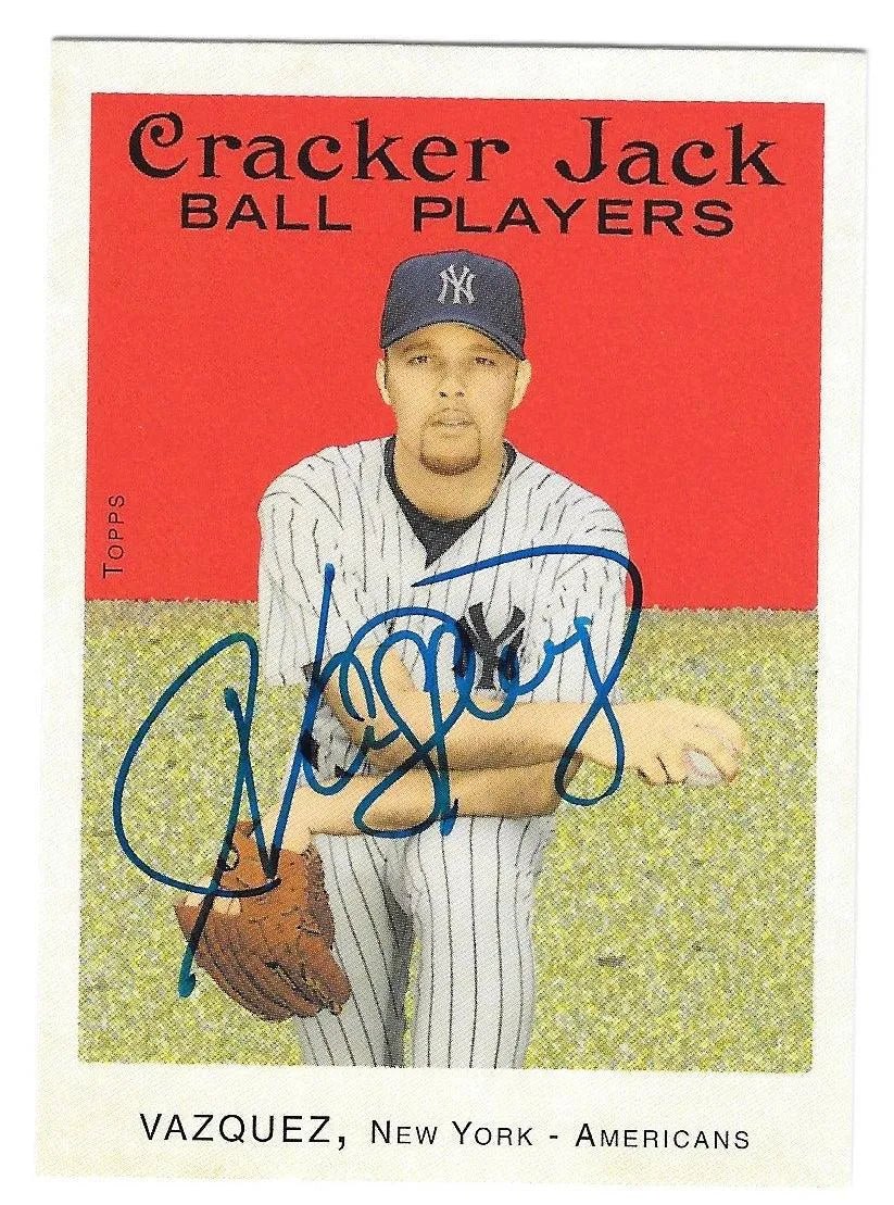 Javier Vazquez Signed 2004 Topps Cracker Jack Baseball Card - New York Yankees