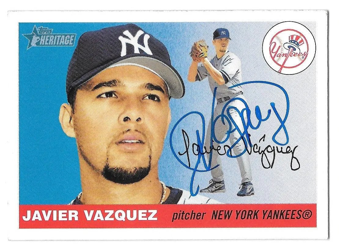 Javier Vazquez Signed 2004 Topps Heritage Baseball Card - New York Yankees