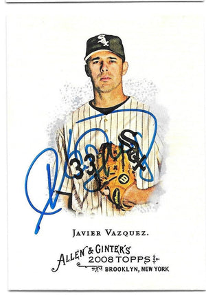 Javier Vazquez Signed 2008 Allen & Ginter Baseball Card - Chicago White Sox - PastPros