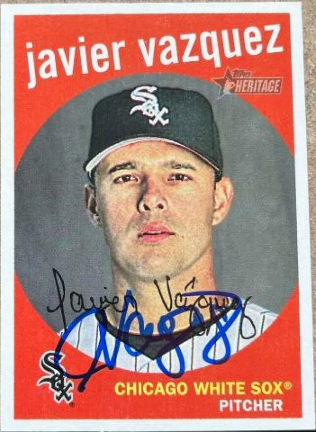 Javier Vazquez Signed 2008 Topps Heritage Baseball Card - Chicago White Sox