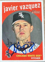 Javier Vazquez Signed 2008 Topps Heritage Baseball Card - Chicago White Sox