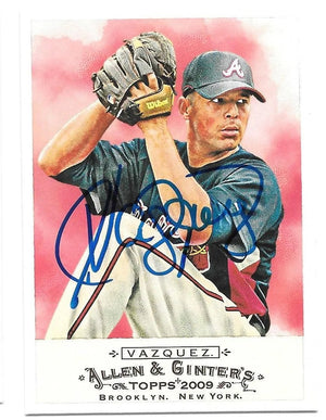 Javier Vazquez Signed 2009 Allen & Ginter Baseball Card - Atlanta Braves