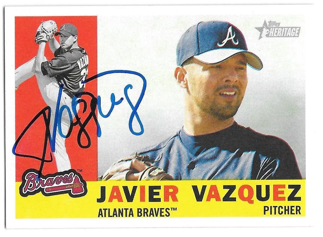 Javier Vazquez Signed 2009 Topps Heritage Baseball Card - Atlanta Braves