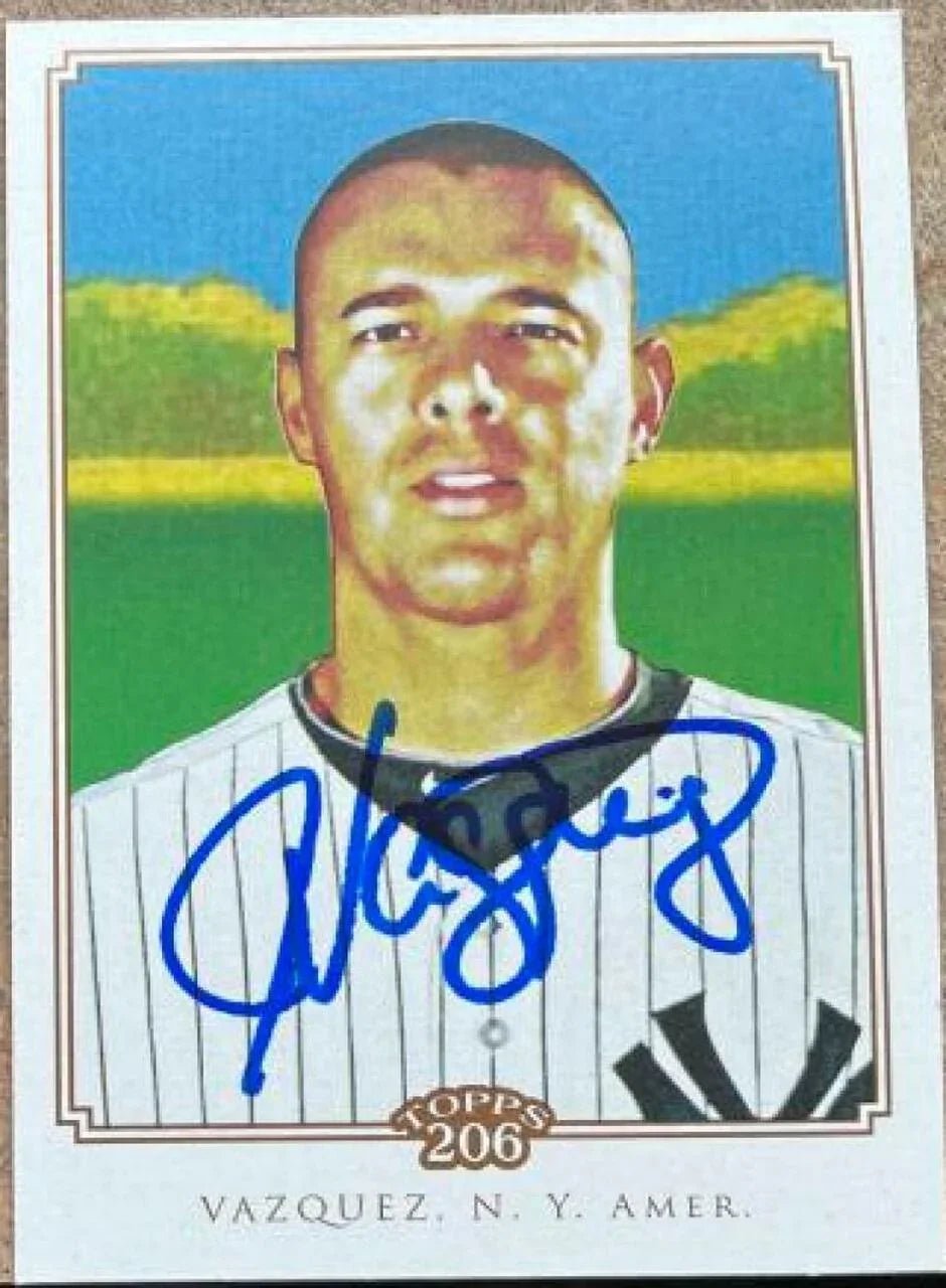 Javier Vazquez Signed 2010 Topps 206 Baseball Card - New York Yankees