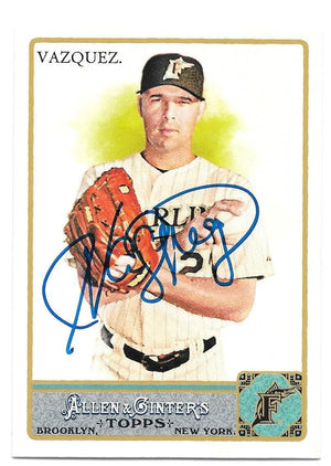 Javier Vazquez Signed 2011 Allen & Ginter Baseball Card - Florida Marlins - PastPros