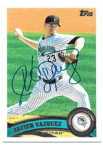 Javier Vazquez Signed 2011 Topps Baseball Card - Florida Marlins