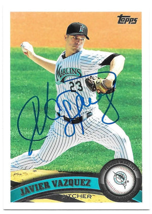 Javier Vazquez Signed 2011 Topps Baseball Card - Florida Marlins - PastPros