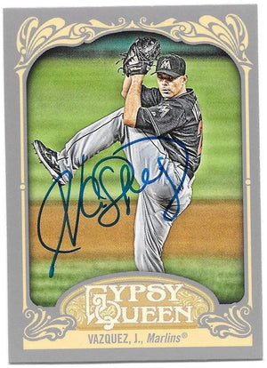 Javier Vazquez Signed 2012 Gypsy Queen Baseball Card - Miami Marlins